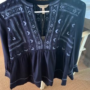 Rebecca Taylor Navy Embroidered top- size 2